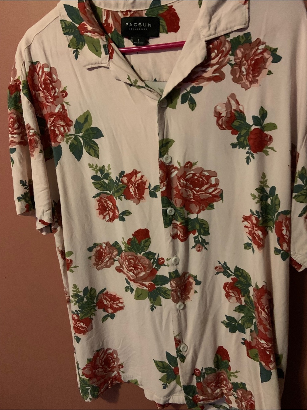Vintage Pink Pacsun Floral Button Up Shirt Large Rayon